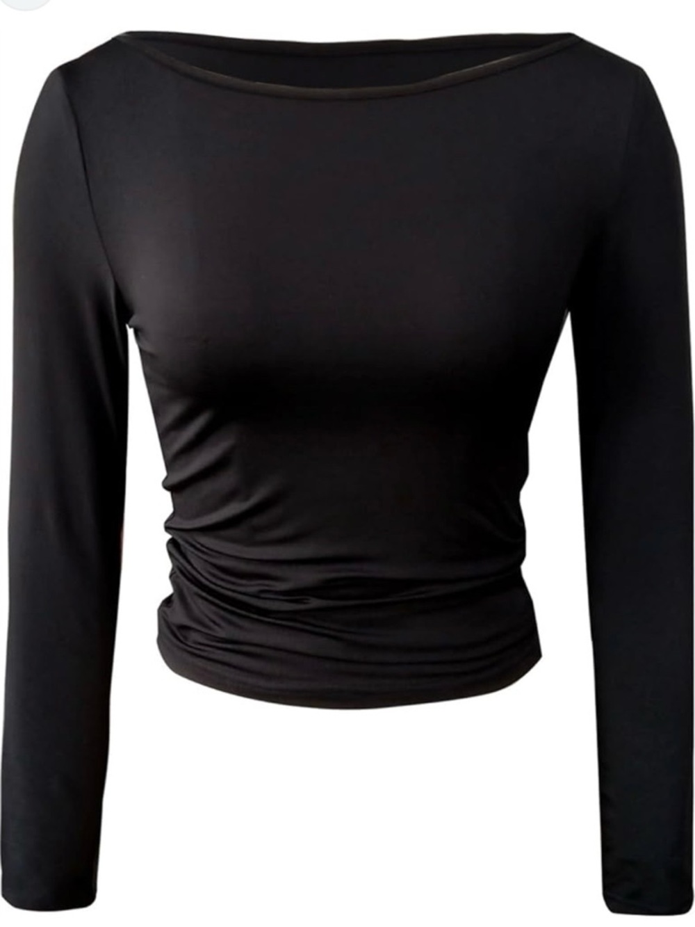 A New Day Black Long Sleeve Ruched Top Small NWOT
